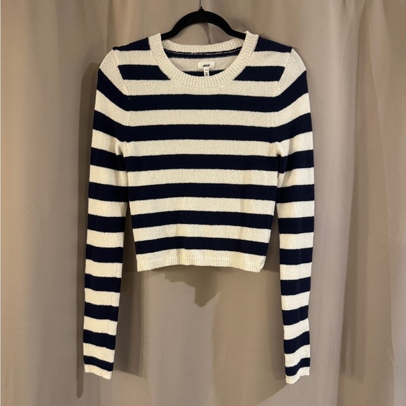 Aerie Blue and White Fitted Crop Hoodie - Picture 1 of 7